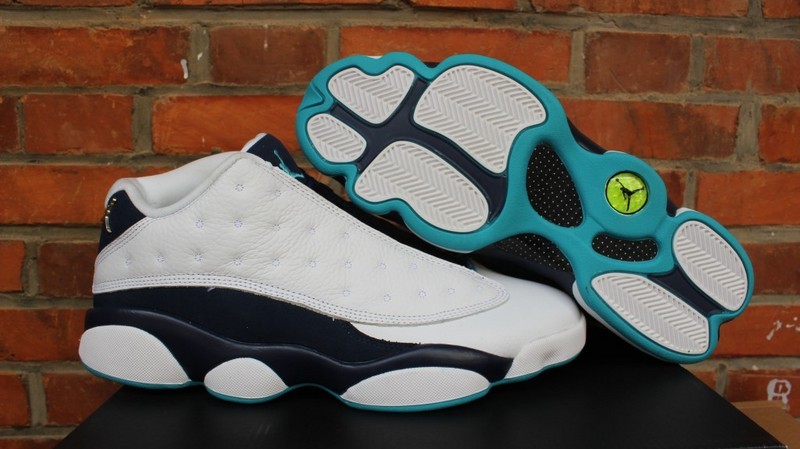 Air Jordan 13 Low Hornets White Dark Blue Shoes