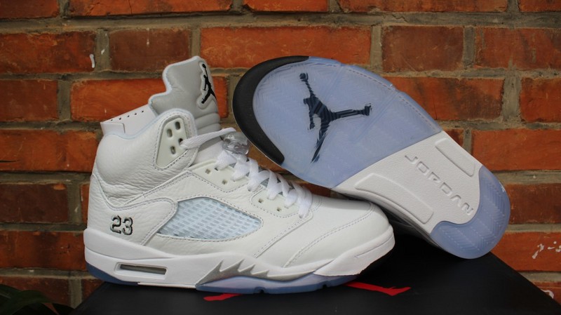 Air Jordan 5 Retro Metallic Silver White Shoes