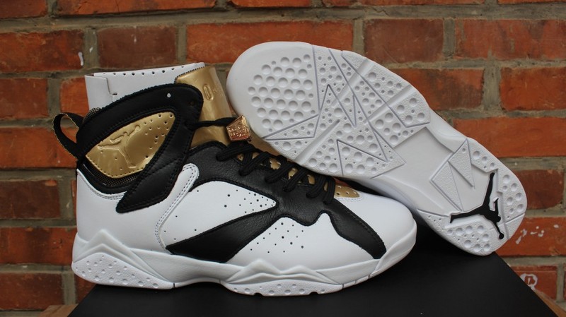 Air Jordan 7 Cigar & Champagne White Black Gold Shoes