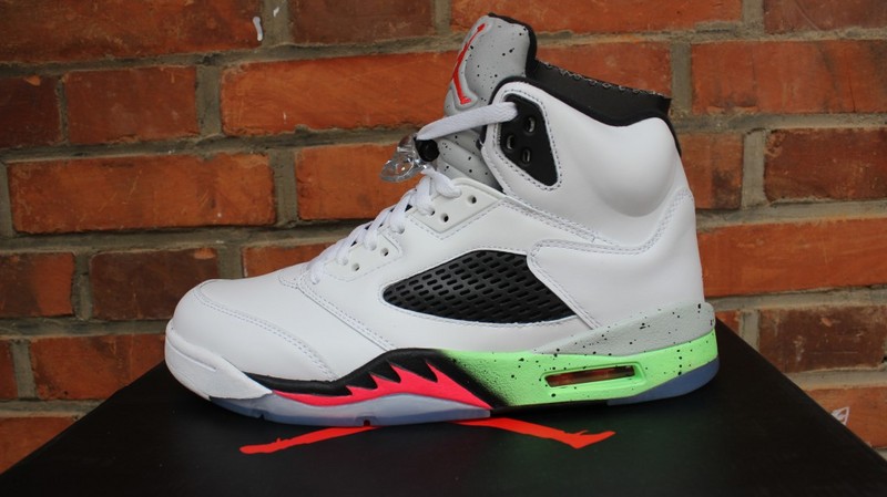 Air Jordna 5 White Infrared 23 White Black Green Shoes