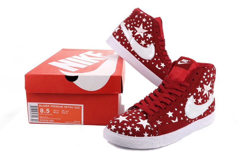 Nike Blazer High Midnight Red White Stars Men's Shoes